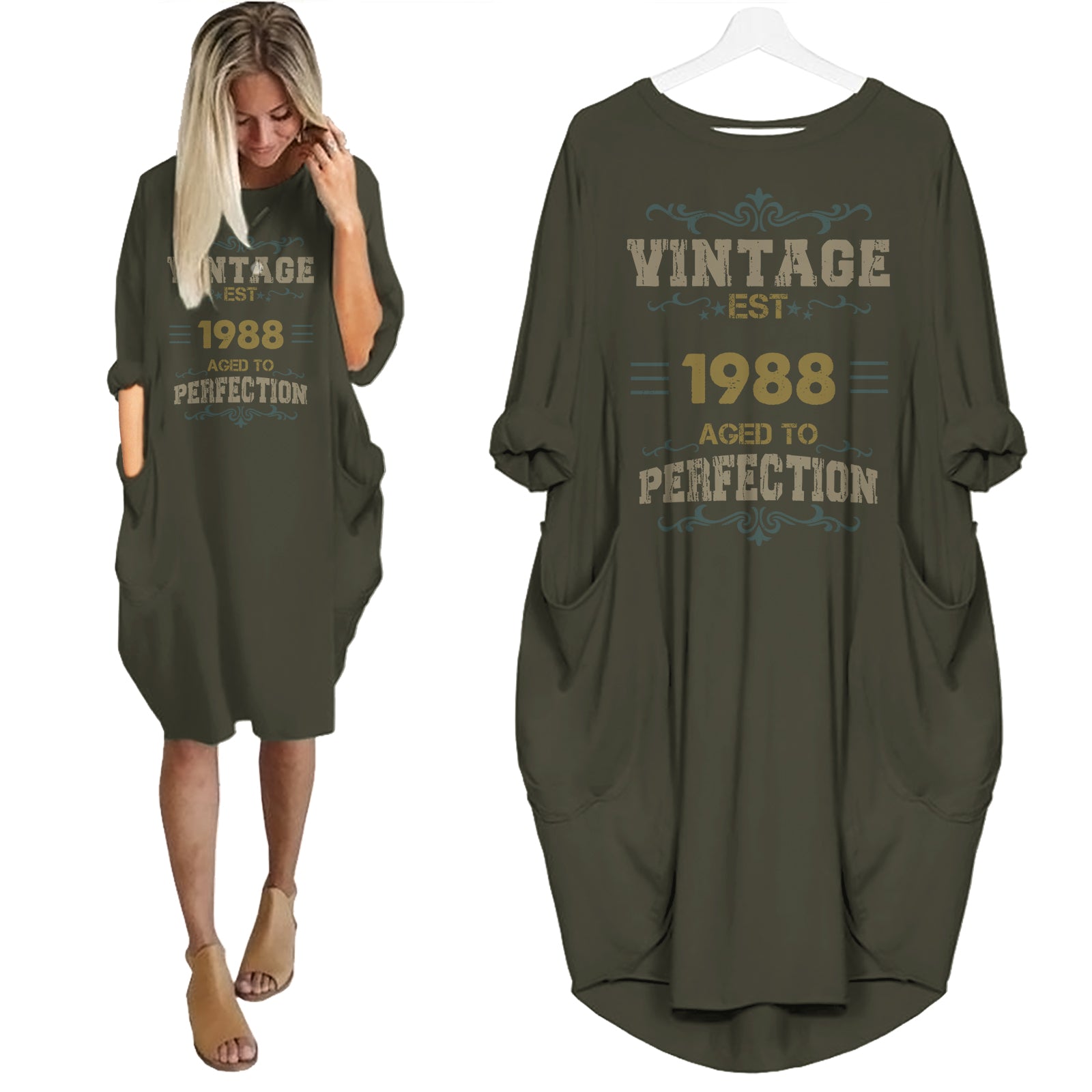 Vintage Aged To Perfection - Birthday Gifts - Personalized Pocket on Dress