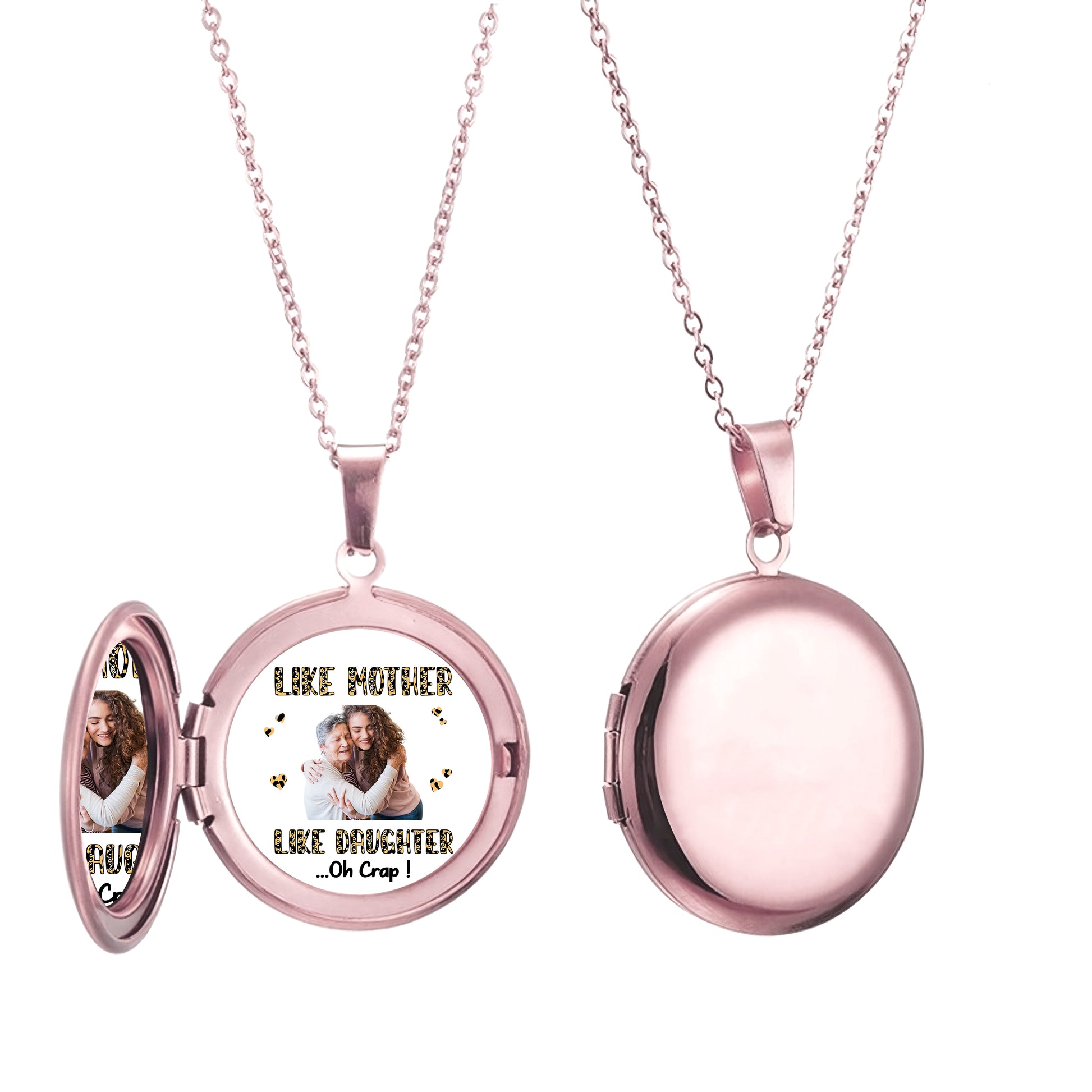 Like Mother Like Daughter - Personalized Round Photo Locket Necklace - Gifts For Mother's Day