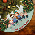 Family Gather Next To X-mas Tree Personalized Christmas Tree Skirt