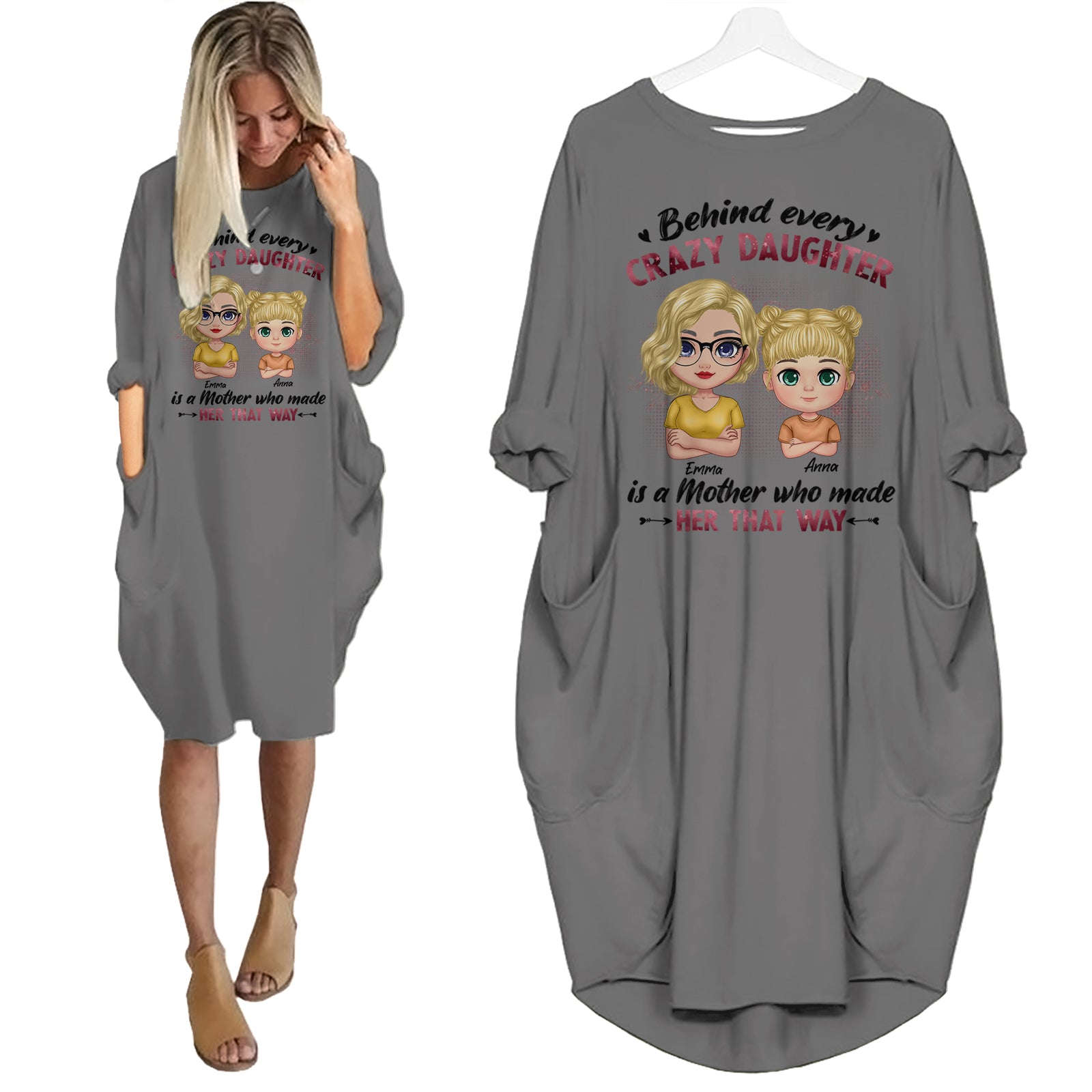 Behind Every Crazy Daughter Is A Mother - Personalized Pocket Dress 