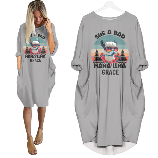 She A Bad Mama Llama - Personalized Pocket Dress - Mother's Day Gifts