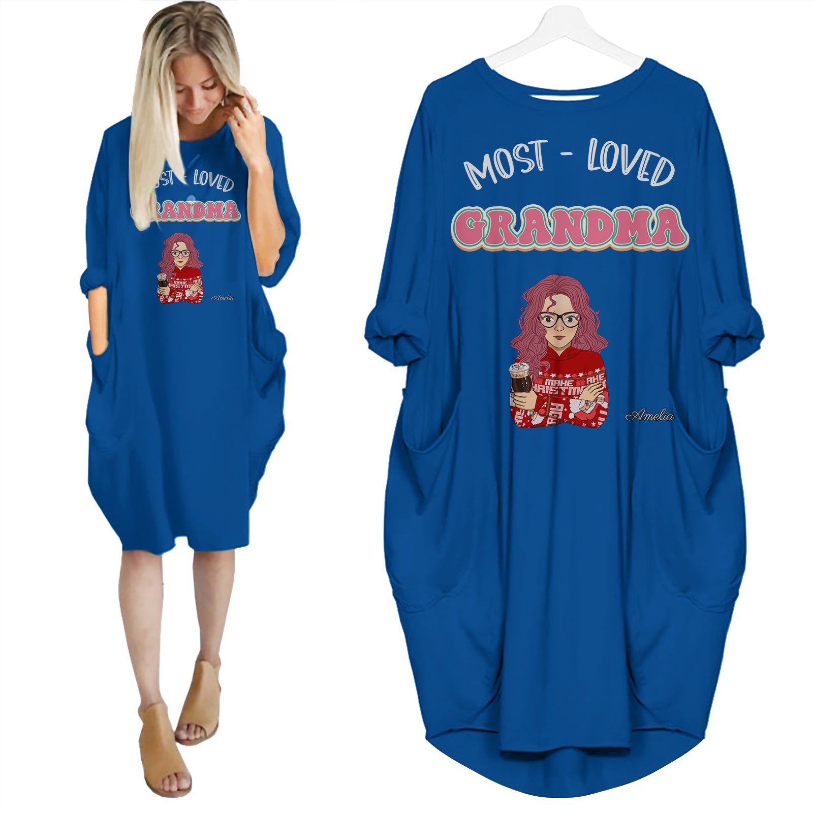 Most Loved Grandma - Personalized Pocket Dress - Gifts For Mother's Day