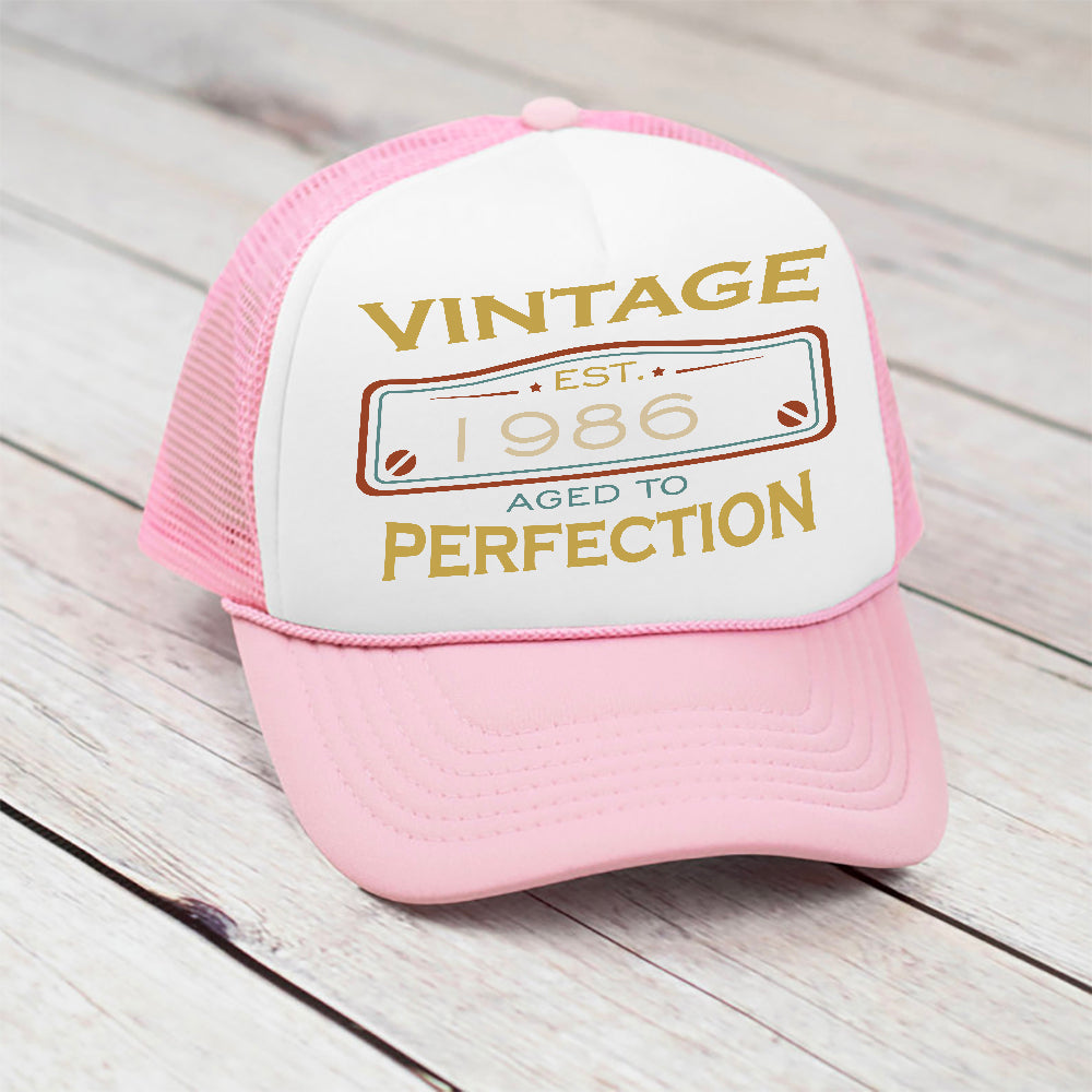 Vintage Perfection Birthday Gifts - Personalized Trucker Cap