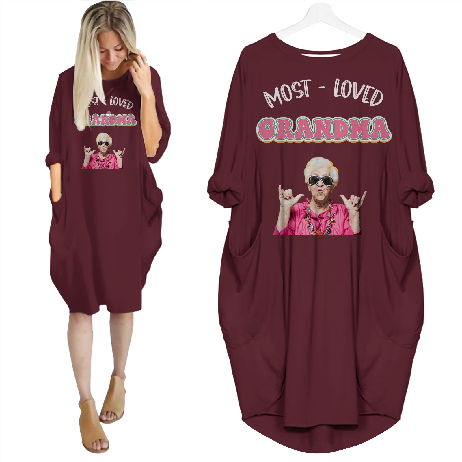 Most Loved Grandma - Personalized Pocket Dress - Gifts For Mother's Day