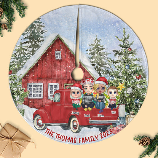 On-The-Car Together Personalized Christmas Tree Skirt For Family