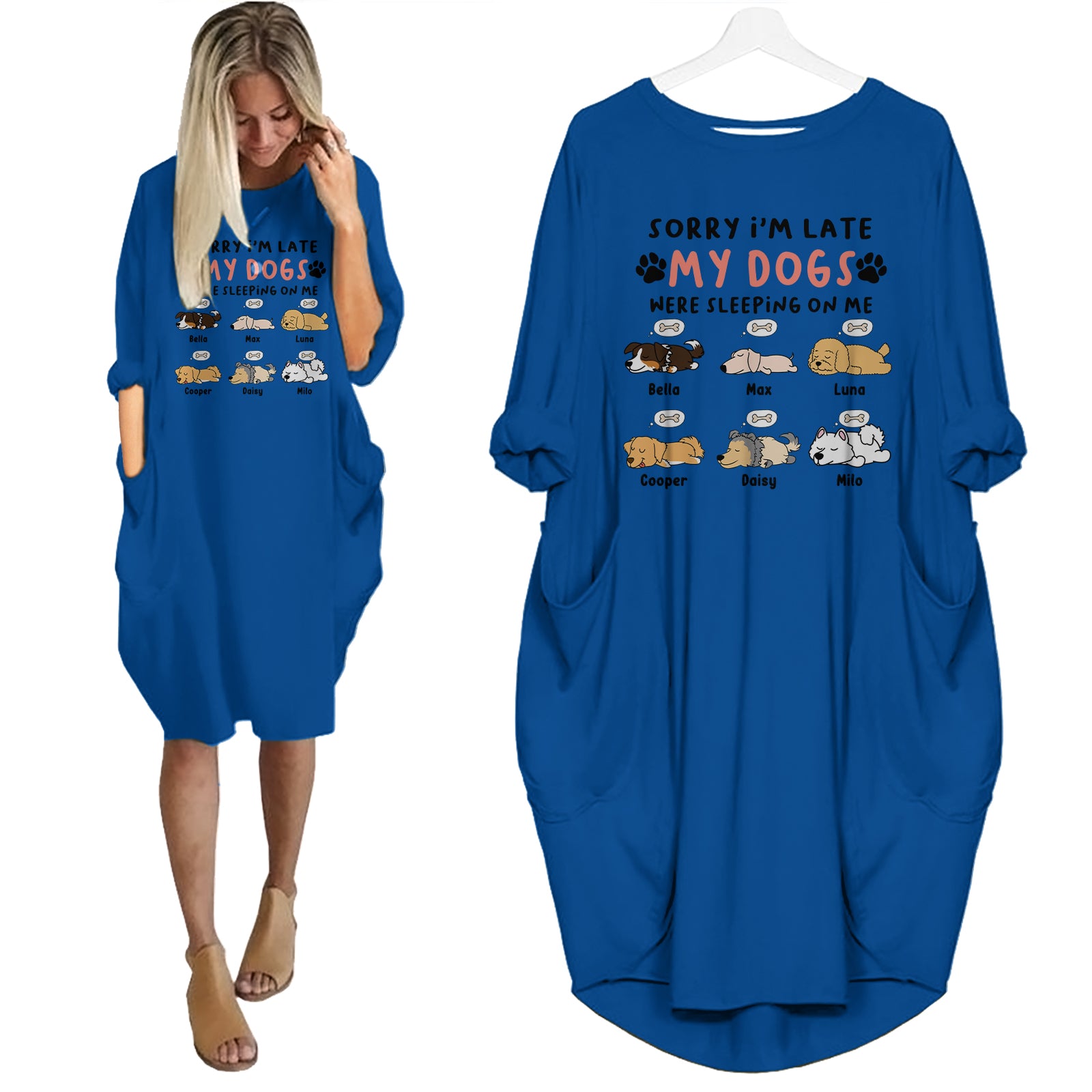 Sorry I'm Late My Pet Was Sleeping On Me - Personalized Dress With Pocket