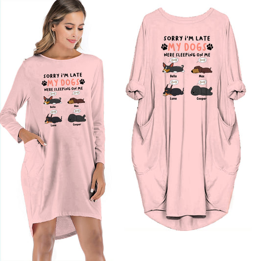 Sorry I'm Late My Pet Was Sleeping On Me - Personalized Dress With Pocket