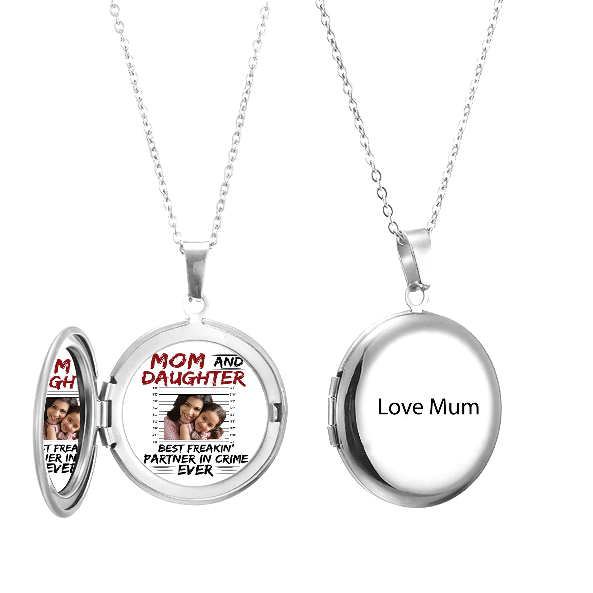 Best Freakin Partners In Crime - Personalized Locket Necklace - Gifts For Mum, Mothering Sunday, Mother's Day