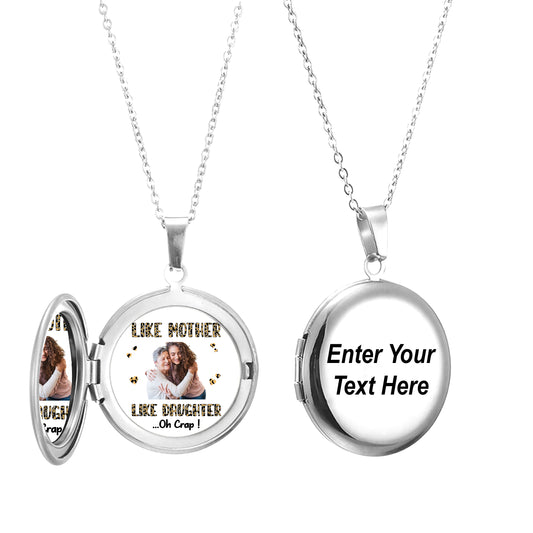 Like Mother Like Daughter - Personalized Round Photo Locket Necklace - Gifts For Mother's Day