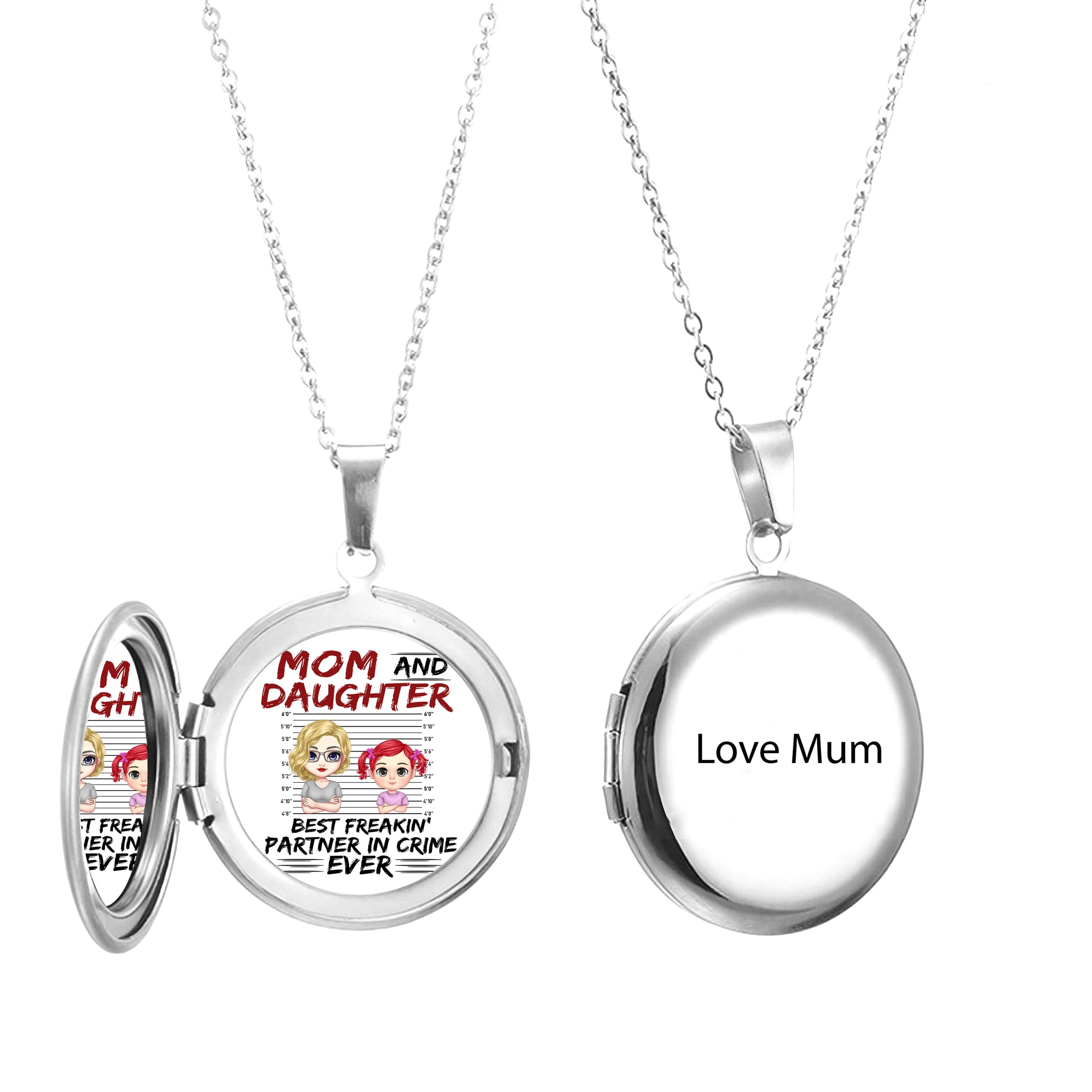 Best Freakin Partners In Crime - Personalized Locket Necklace - Gifts For Mum, Mothering Sunday, Mother's Day