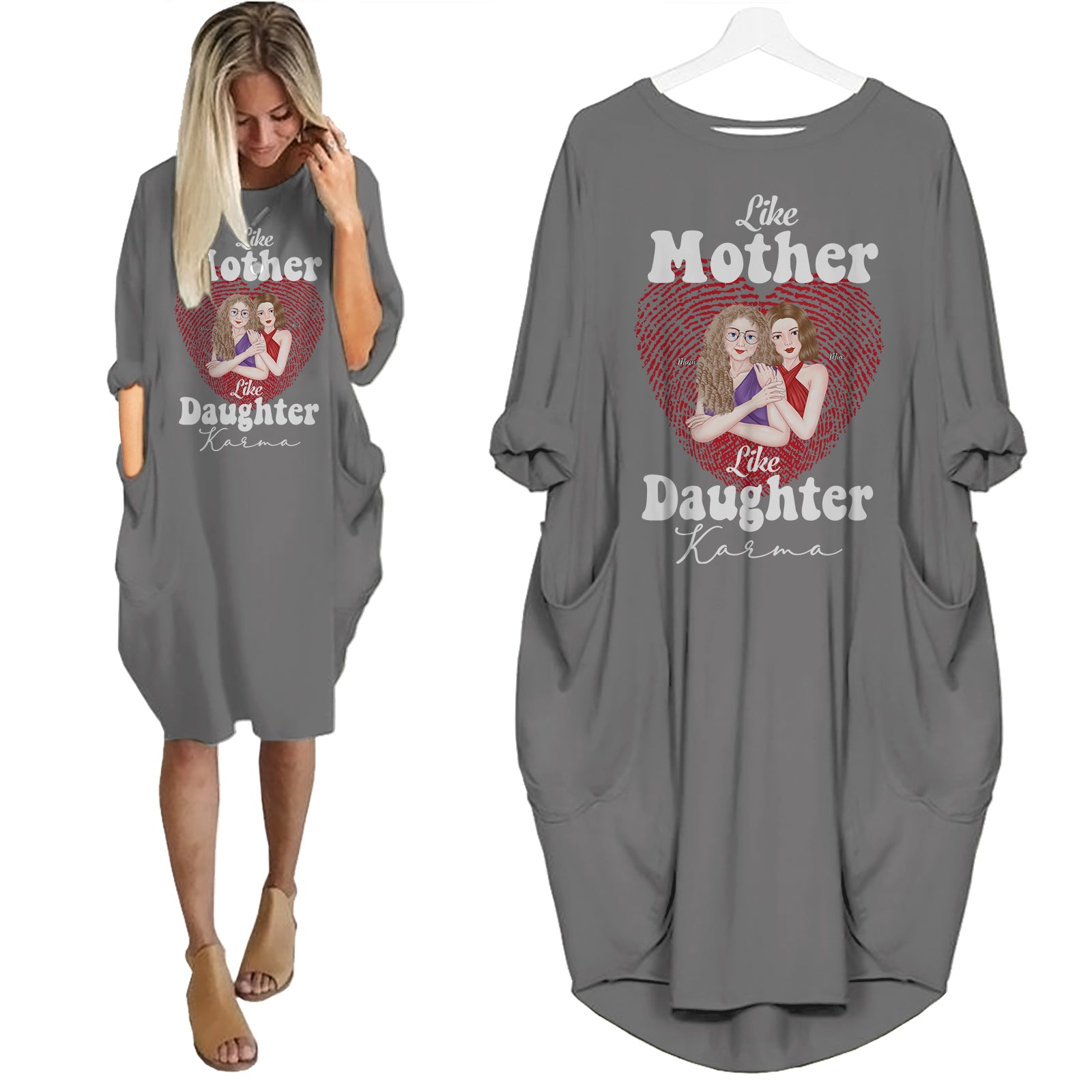 Like Mother Like Daughter Karma - Personalized Pocket Dress - Gift For Mother's Day, Birthday Gift For Mum