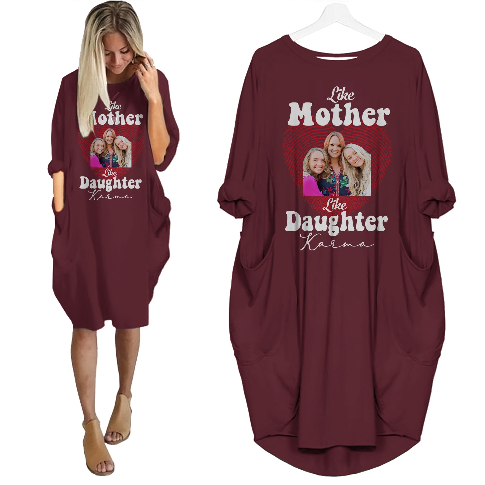 Like Mother Like Daughter Karma - Personalized Pocket Dress - Gift For Mother's Day, Birthday Gift For Mum