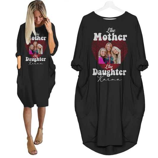 Like Mother Like Daughter Karma - Personalized Pocket Dress - Gift For Mother's Day, Birthday Gift For Mum