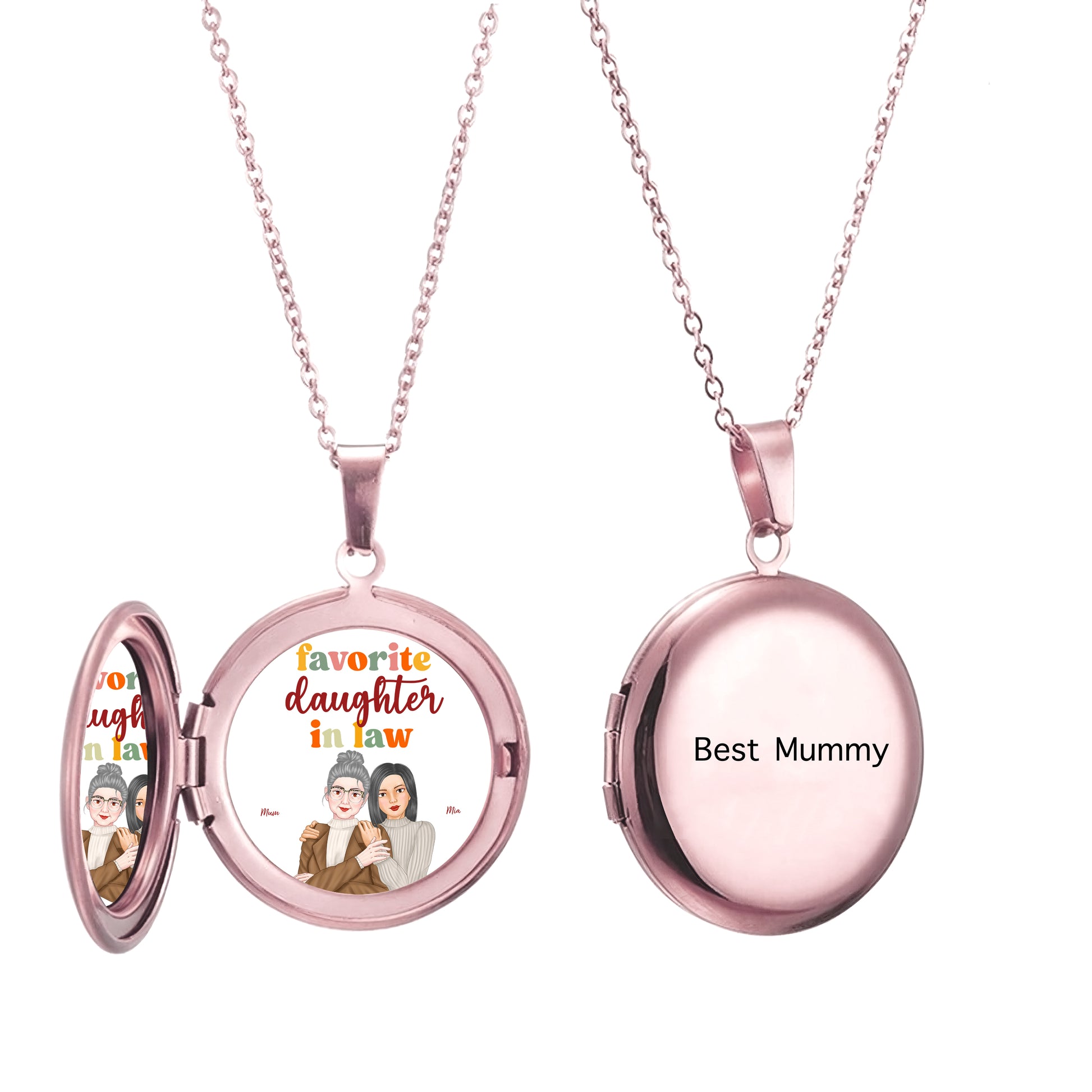 Favourite Mother In Law - Personalized Locket Necklace - Gifts For Mother's Day, Birthday Gift For Mum