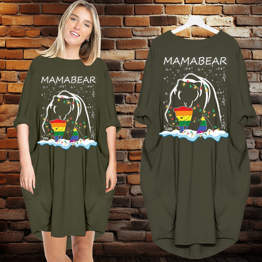 Mama Bear LGBT - Personalized Batwing Pocket Dress - Mother's Day Gifts