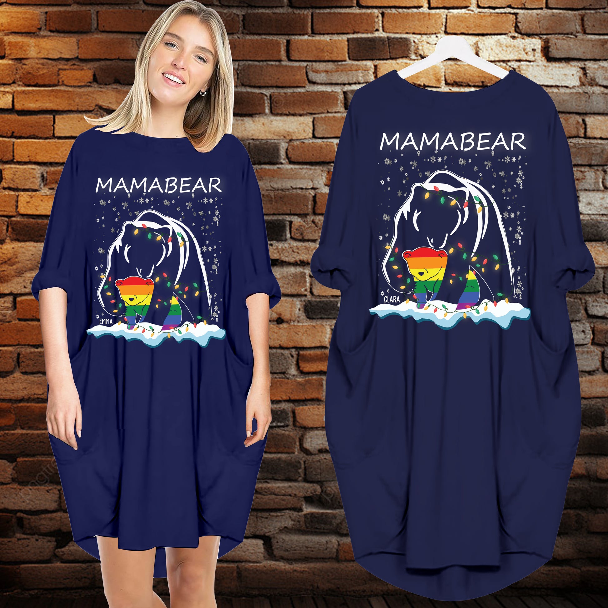 Mama Bear LGBT - Personalized Batwing Pocket Dress - Mother's Day Gifts