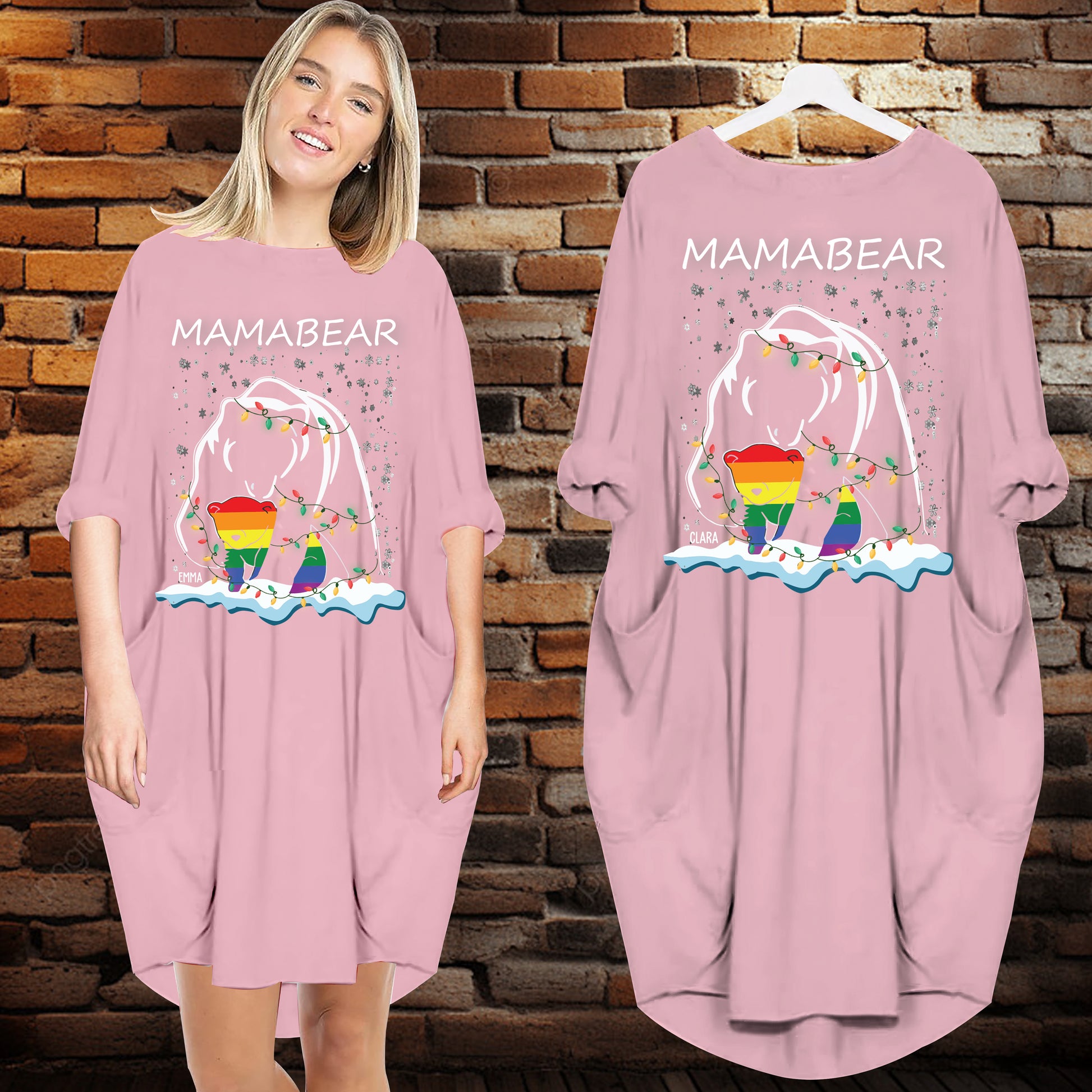 Mama Bear LGBT - Personalized Batwing Pocket Dress - Mother's Day Gifts