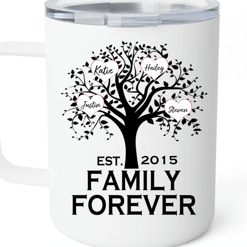 Family Forever Personalized Heart Tree Coffee Mug