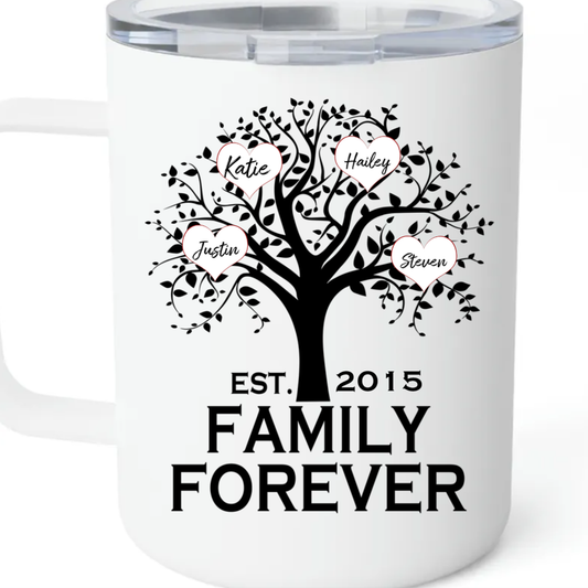 Family Forever Personalized Heart Tree Coffee Mug