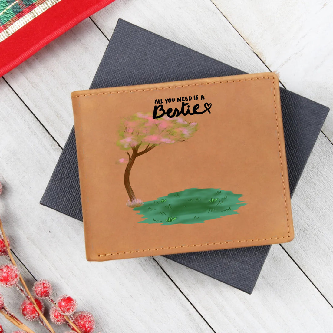 All You Need Is Besties Personalized Leather Wallet for Men - Premium Quality, Stylish & Durable