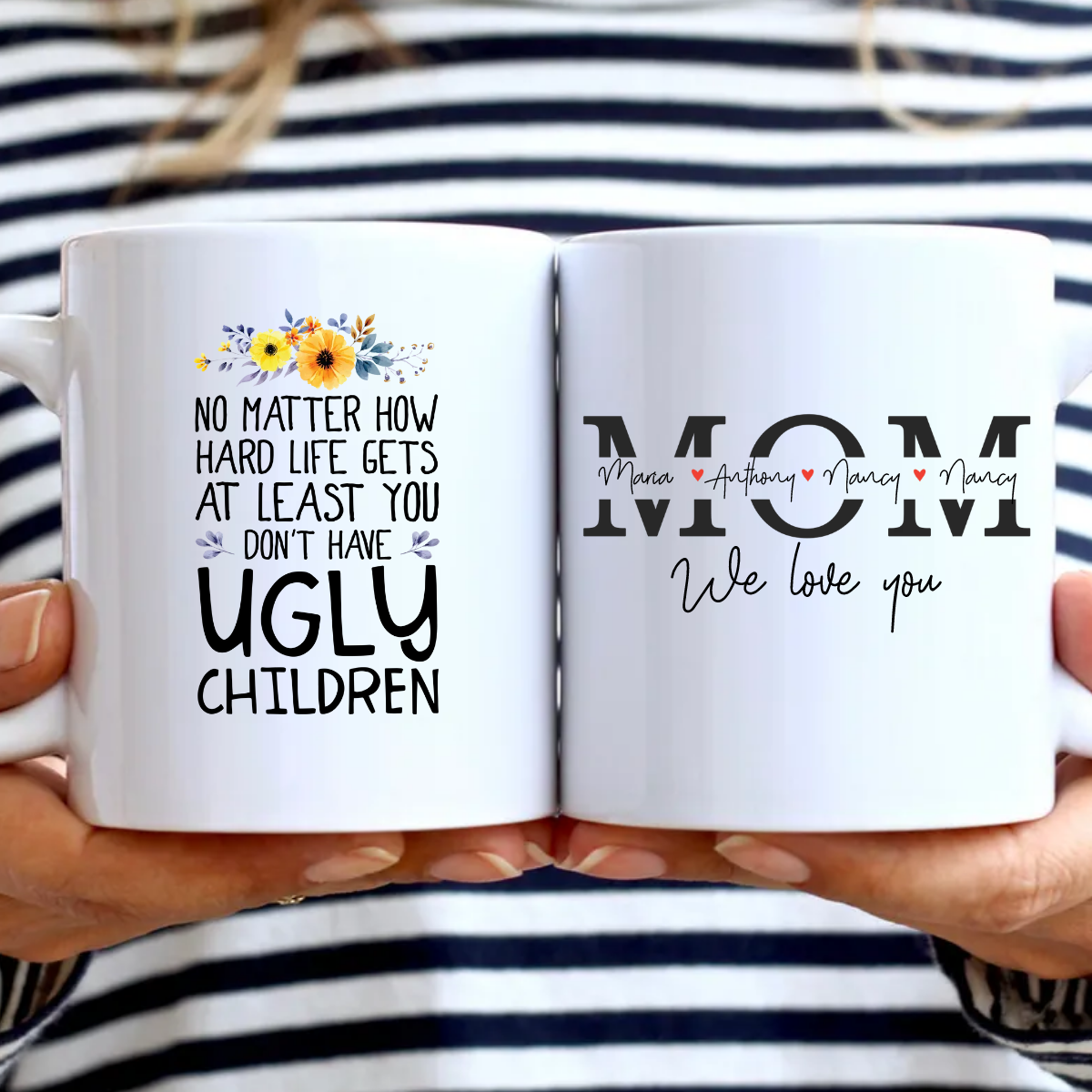 Engraved Mom Tumbler With Kids Names, Mom Travel Mug